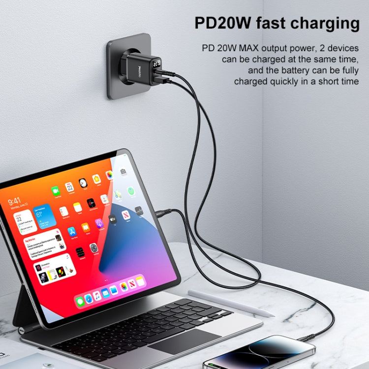 Yesido YC68 20W USB-C / Type-C + USB Digital Display Charger