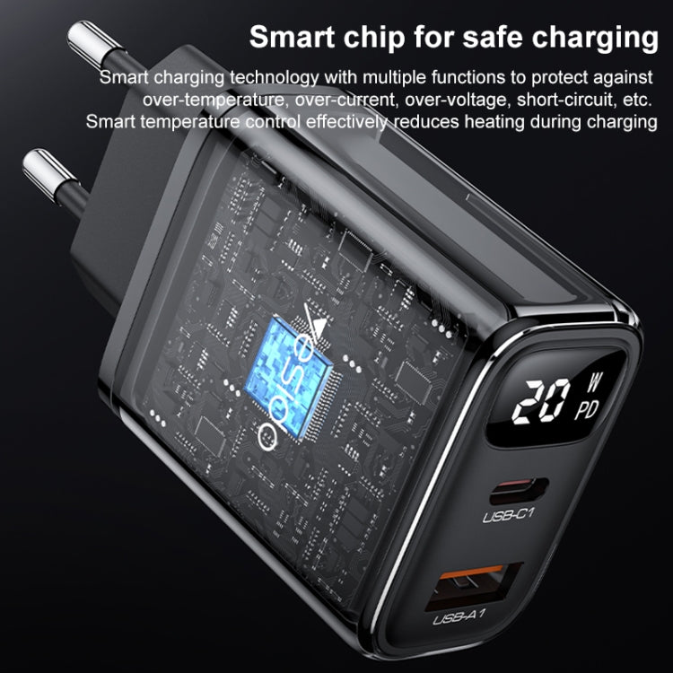 Yesido YC68 20W USB-C / Type-C + USB Digital Display Charger