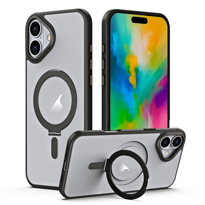 MagSafe Airbag Shockproof Frosted Phone Case with Fold Holder, For iPhone 16 Pro Max�������������...