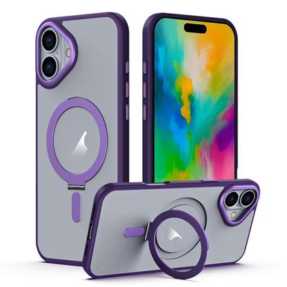 MagSafe Airbag Shockproof Frosted Phone Case with Fold Holder, For iPhone 16 Pro Max�������������...