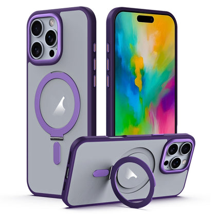 MagSafe Airbag Shockproof Frosted Phone Case with Fold Holder, For iPhone 16 Pro Max�������������...
