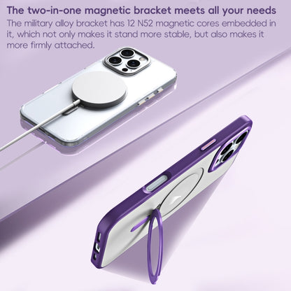 MagSafe Airbag Shockproof Frosted Phone Case with Fold Holder, For iPhone 16 Pro Max�������������...
