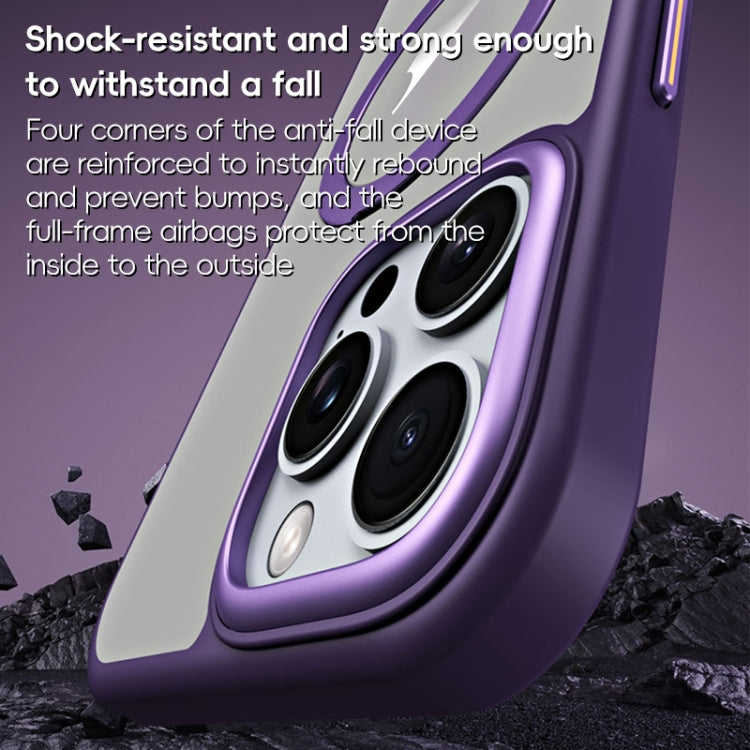 MagSafe Airbag Shockproof Frosted Phone Case with Fold Holder, For iPhone 16 Pro Max�������������...
