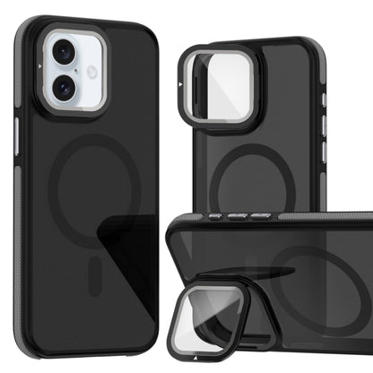 Magsafe Dual-Color Skin Feel Lens Film Phone Case with Lens Fold Holder, For iPhone 16 Pro Max���...