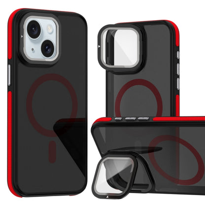 Magsafe Dual-Color Skin Feel Lens Film Phone Case with Lens Fold Holder, For iPhone 16 Pro Max���...