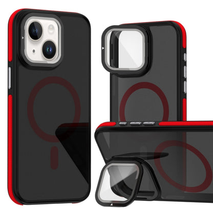Magsafe Dual-Color Skin Feel Lens Film Phone Case with Lens Fold Holder, For iPhone 16 Pro Max���...