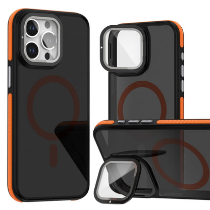 Magsafe Dual-Color Skin Feel Lens Film Phone Case with Lens Fold Holder, For iPhone 16 Pro Max���...