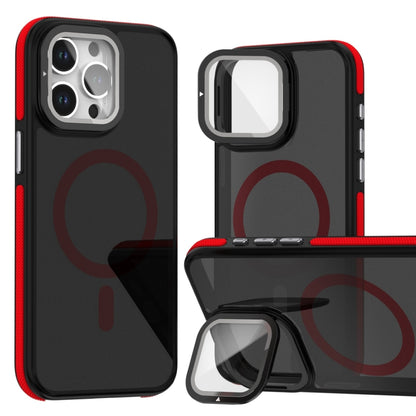Magsafe Dual-Color Skin Feel Lens Film Phone Case with Lens Fold Holder, For iPhone 16 Pro Max���...