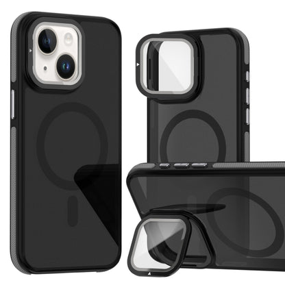 Magsafe Dual-Color Skin Feel Lens Film Phone Case with Lens Fold Holder, For iPhone 16 Pro Max���...