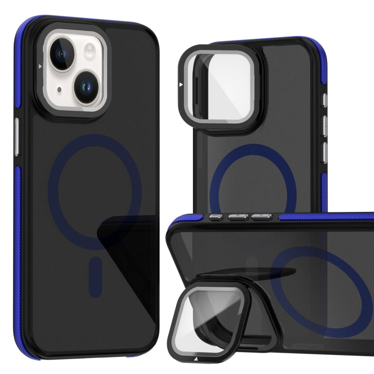 Magsafe Dual-Color Skin Feel Lens Film Phone Case with Lens Fold Holder, For iPhone 16 Pro Max���...