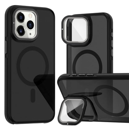 Magsafe Dual-Color Skin Feel Lens Film Phone Case with Lens Fold Holder, For iPhone 11 Pro Max���...