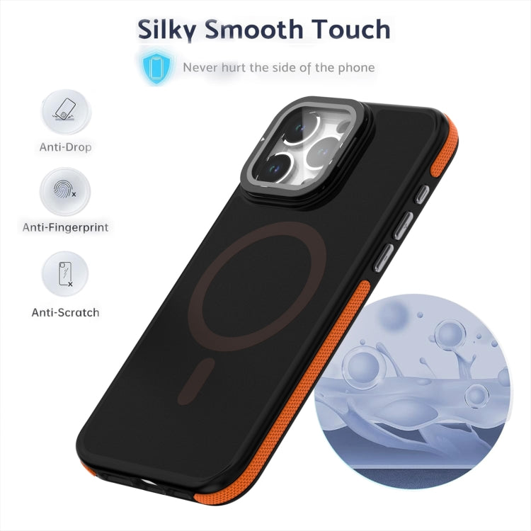 Magsafe Dual-Color Skin Feel Lens Film Phone Case with Lens Fold Holder, For iPhone 11 Pro Max���...