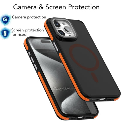 Magsafe Dual-Color Skin Feel Lens Film Phone Case with Lens Fold Holder, For iPhone 11 Pro Max���...