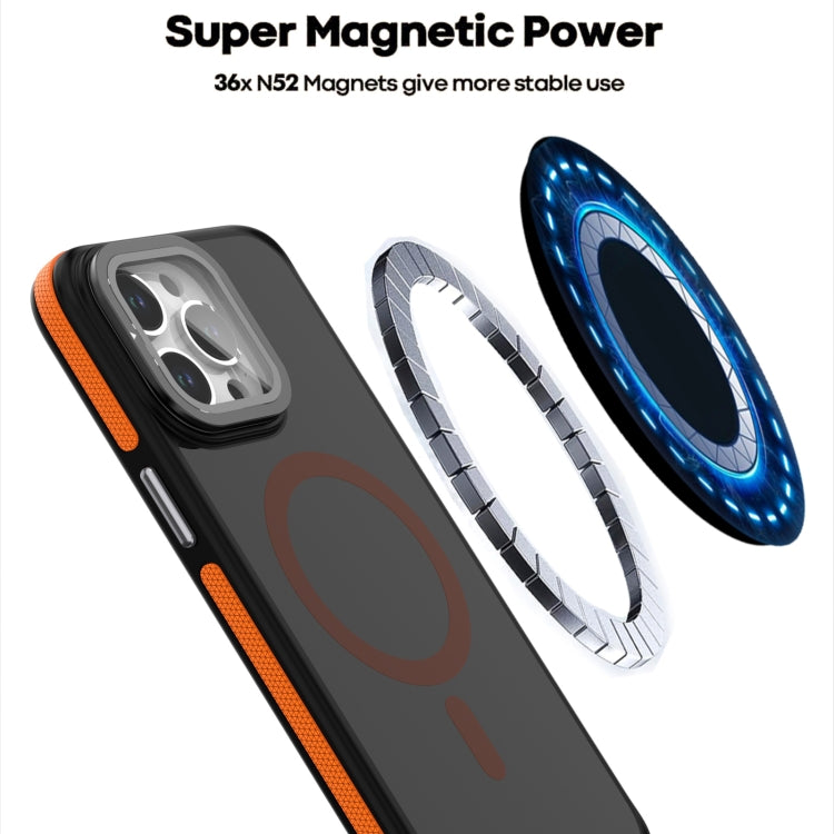Magsafe Dual-Color Skin Feel Lens Film Phone Case with Lens Fold Holder, For iPhone 11 Pro Max���...