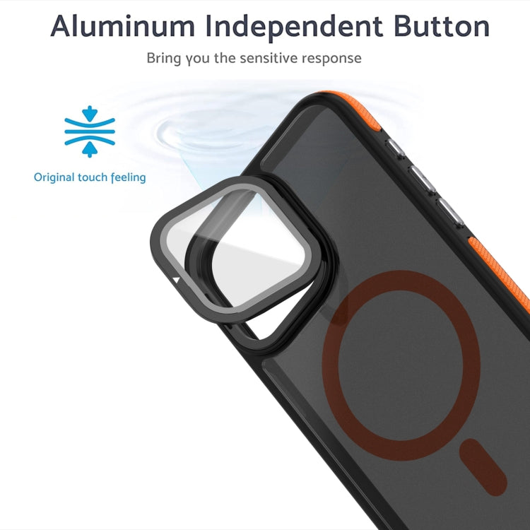 Magsafe Dual-Color Skin Feel Lens Film Phone Case with Lens Fold Holder, For iPhone 11 Pro Max���...