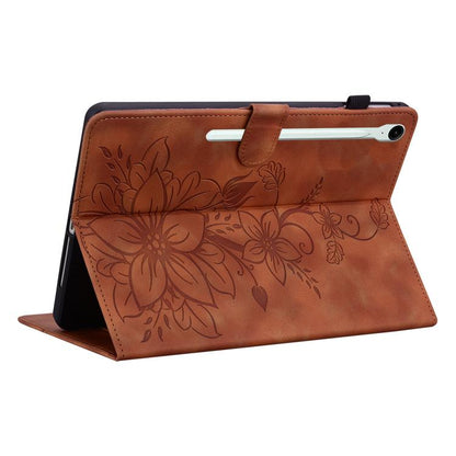 Lily Embossed Leather Tablet Case with Pen, For Samsung Galaxy Tab S10 FE+�����������������������...