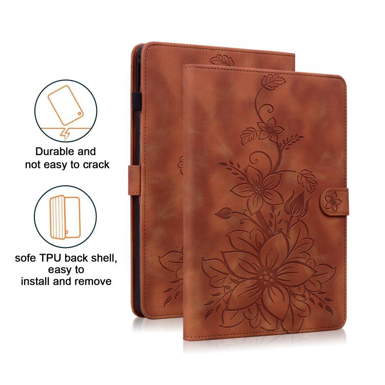 Lily Embossed Leather Tablet Case with Pen, For Samsung Galaxy Tab S10 FE+�����������������������...