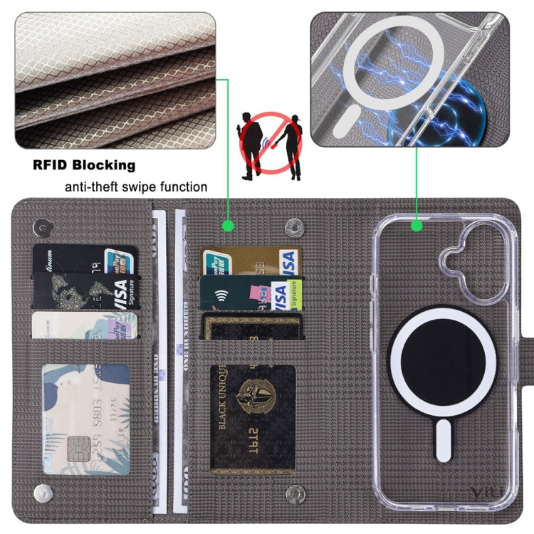 ViLi GHA-C Series RFID MagSafe Magnetic Flip Leather Phone Case, For iPhone 16 Pro Max�����������...