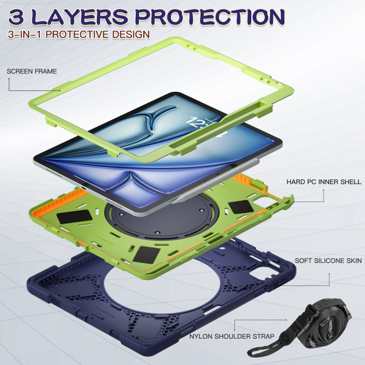 Silicone Hybrid PC Tablet Case with Holder & Shoulder Strap, For iPad Air 13 2024 / Air 13 2025��...