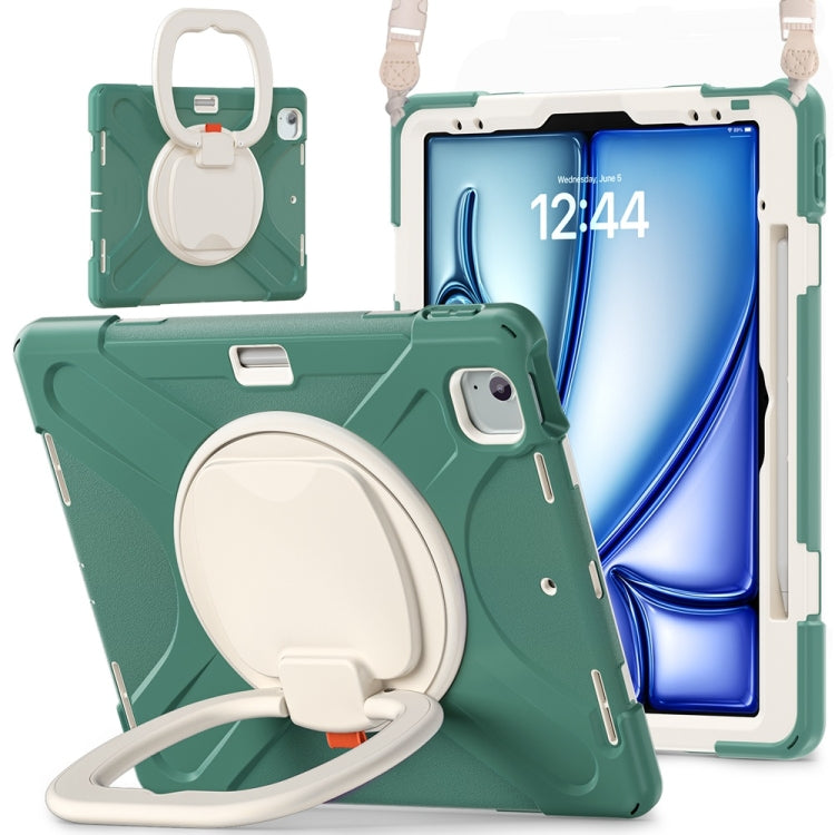 Silicone Hybrid PC Tablet Case with Holder & Shoulder Strap, For iPad Air 13 2024 / Air 13 2025��...