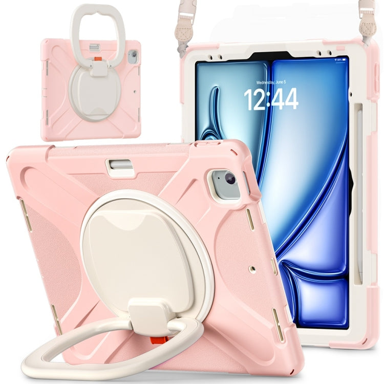 Silicone Hybrid PC Tablet Case with Holder & Shoulder Strap, For iPad Air 13 2024 / Air 13 2025��...