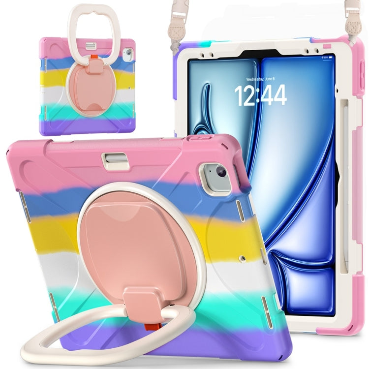 Silicone Hybrid PC Tablet Case with Holder & Shoulder Strap, For iPad Air 13 2024 / Air 13 2025��...