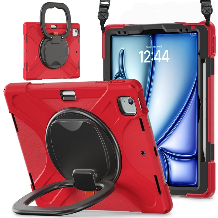 Silicone Hybrid PC Tablet Case with Holder & Shoulder Strap, For iPad Air 13 2024 / Air 13 2025��...