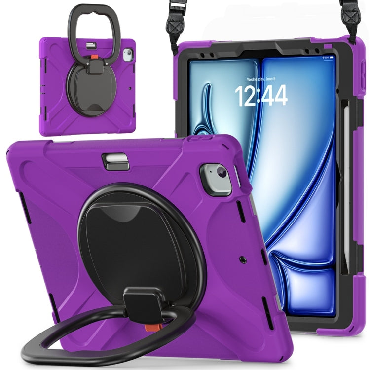 Silicone Hybrid PC Tablet Case with Holder & Shoulder Strap, For iPad Air 13 2024 / Air 13 2025��...