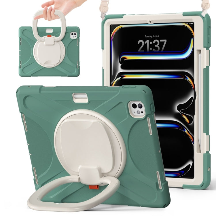 Silicone Hybrid PC Tablet Case with Holder & Shoulder Strap, For iPad Air 13 2024 / Air 13 2025��...