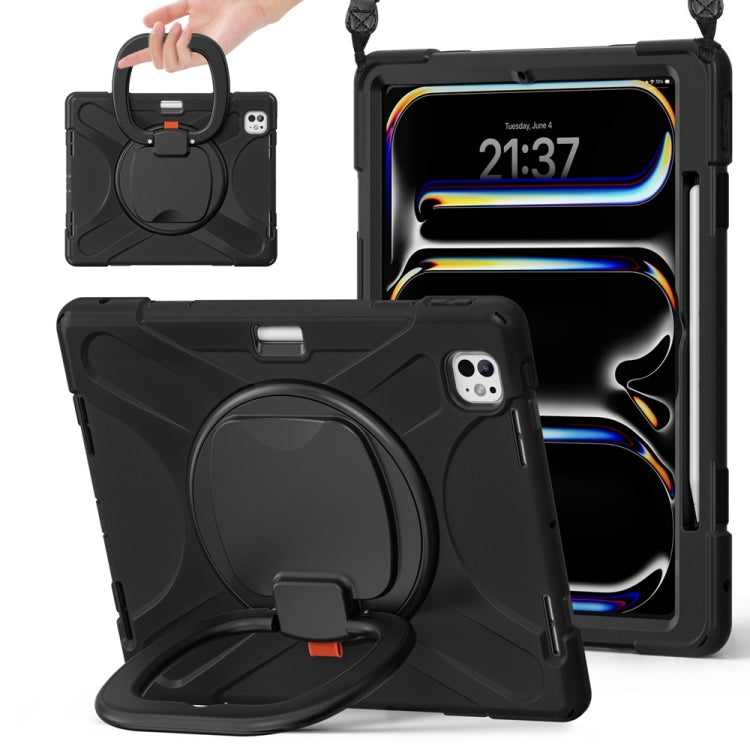 Silicone Hybrid PC Tablet Case with Holder & Shoulder Strap, For iPad Air 13 2024 / Air 13 2025��...