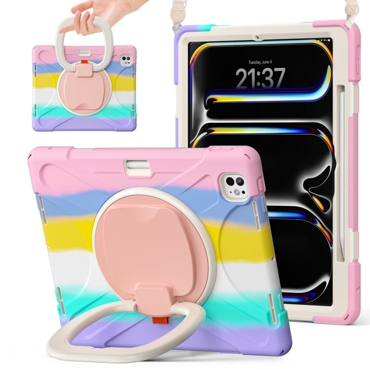 Silicone Hybrid PC Tablet Case with Holder & Shoulder Strap, For iPad Air 13 2024 / Air 13 2025��...
