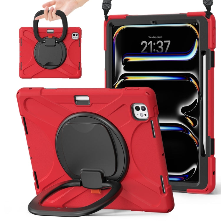 Silicone Hybrid PC Tablet Case with Holder & Shoulder Strap, For iPad Air 13 2024 / Air 13 2025��...