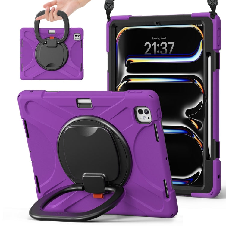 Silicone Hybrid PC Tablet Case with Holder & Shoulder Strap, For iPad Air 13 2024 / Air 13 2025��...