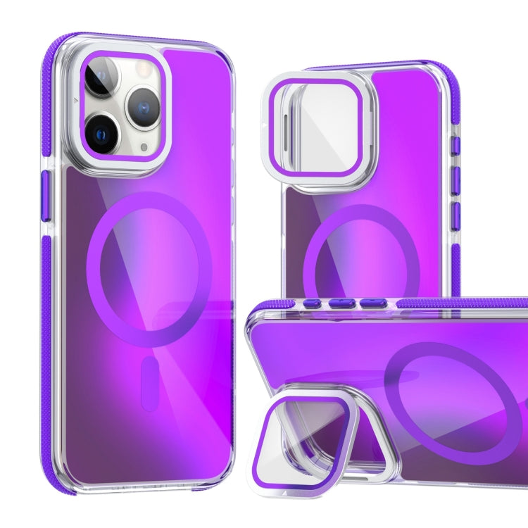 MagSafe Gradient Color Lens Film Phone Case with Lens Fold Holder, For iPhone 16 Pro Max���������...