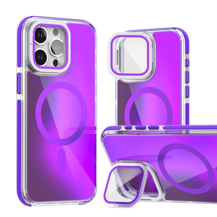 MagSafe Gradient Color Lens Film Phone Case with Lens Fold Holder, For iPhone 16 Pro Max���������...