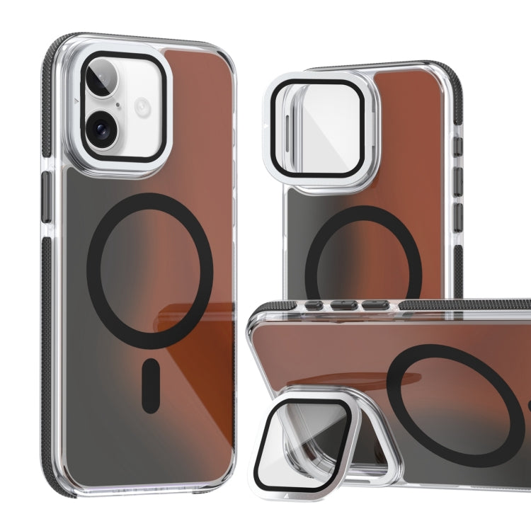 MagSafe Gradient Color Lens Film Phone Case with Lens Fold Holder, For iPhone 16 Pro Max���������...