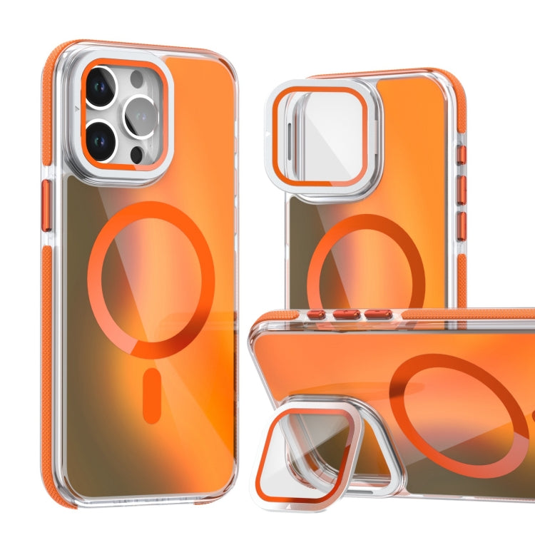 MagSafe Gradient Color Lens Film Phone Case with Lens Fold Holder, For iPhone 16 Pro Max���������...