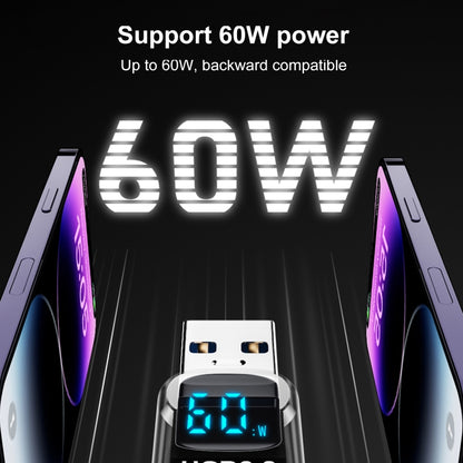 60W 10Gbps Intelligent Digital Display Fast Charge Adapter, USB-A to USB-A, Type-C to USB-A������...