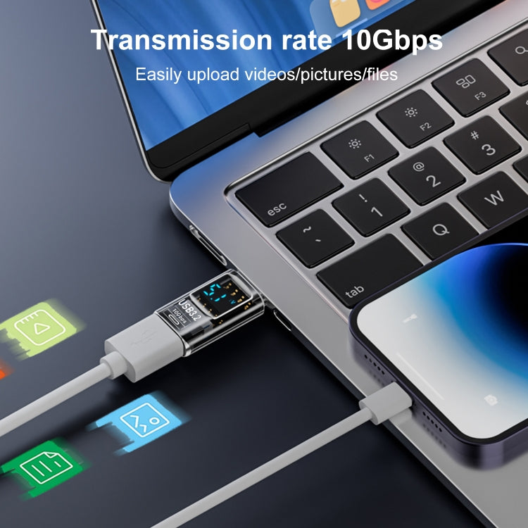 60W 10Gbps Intelligent Digital Display Fast Charge Adapter, USB-A to USB-A, Type-C to USB-A������...