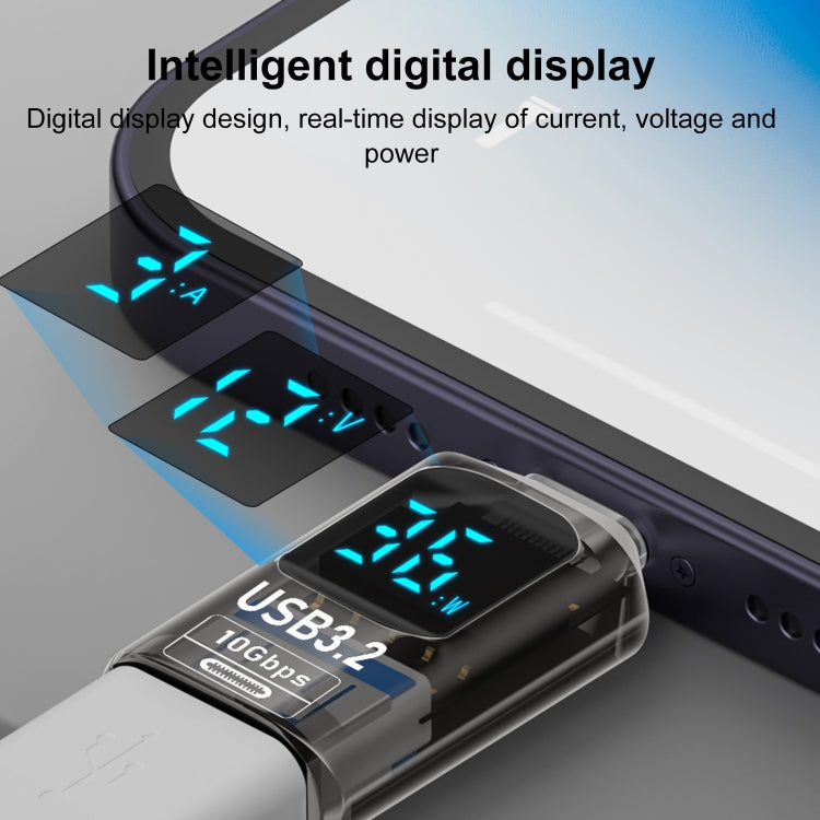 60W 10Gbps Intelligent Digital Display Fast Charge Adapter, USB-A to USB-A, Type-C to USB-A������...