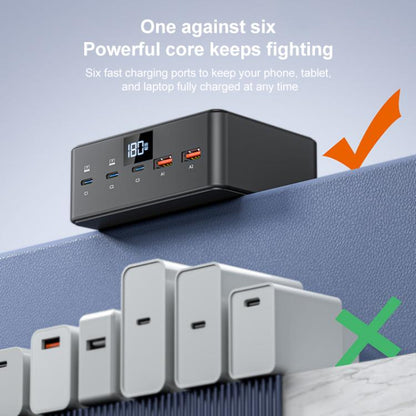 190W LED Display 3 x Type-C + 2 x USB Multi Ports Charger Support QI Wireless Charging, 190W