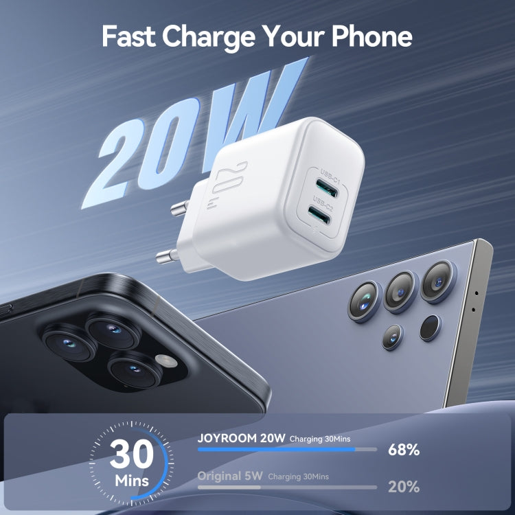 JOYROOM JR-TCF12 20W Dual USB-C / Type-C Fast Charger, JR-TCF12