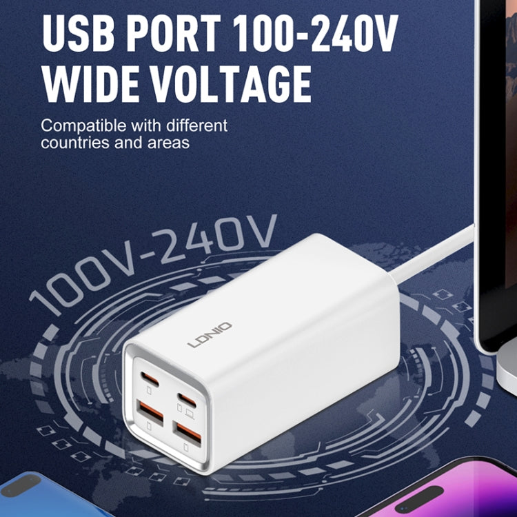 LDNIO A4610C PD65W Dual USB-C / Type-C + Dual USB Fast Charger, Cable Length: 1.5m, EU Plug·�����...