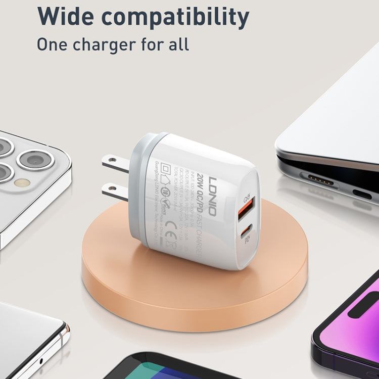 LDNIO Q229 QC3.0 / PD20W USB + Type-C Fast Charger with 1m Type-C to Type-C Cable, EU Plug, UK Pl...