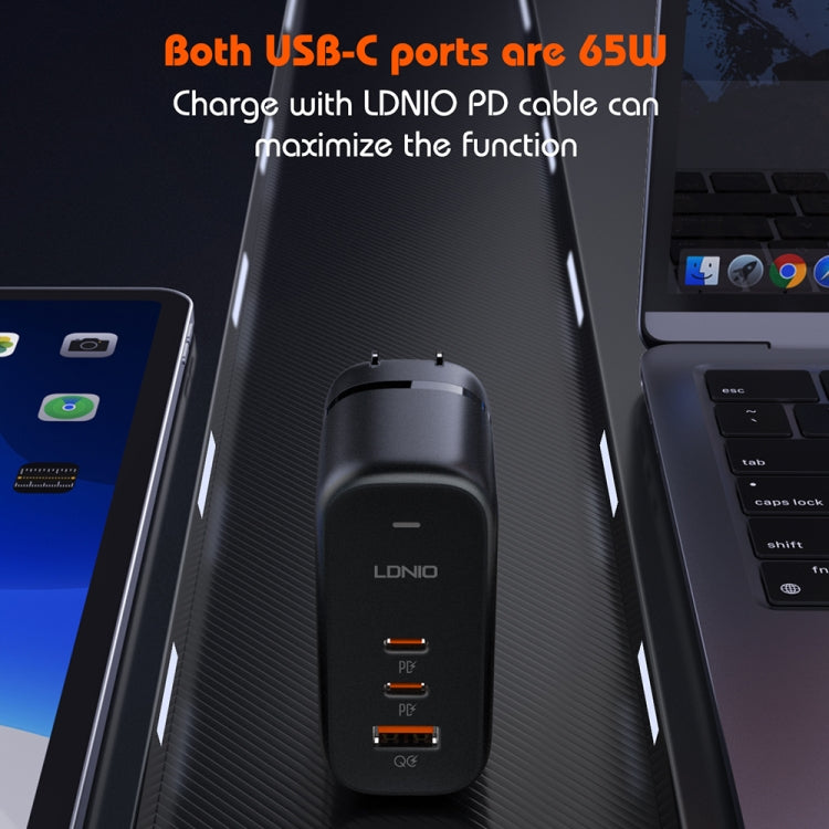 LDNIO Q366 65W USB + Dual Type-C Port Charger with 1m USB-C / Type-C to USB-C / Type-C Data Cable...