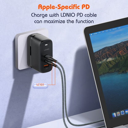 LDNIO Q366 65W USB + Dual Type-C Port Charger with 1m USB-C / Type-C to USB-C / Type-C Data Cable...