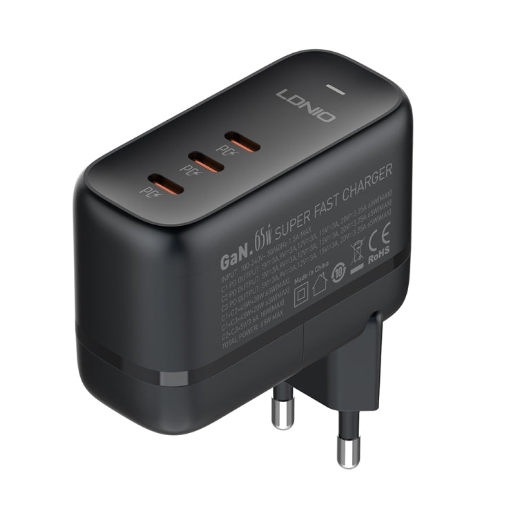 LDNIO Q367 65W GaN 3 x USB-C / Type-C Interface Charger with 1m USB-C / Type-C to USB-C / Type-C ...