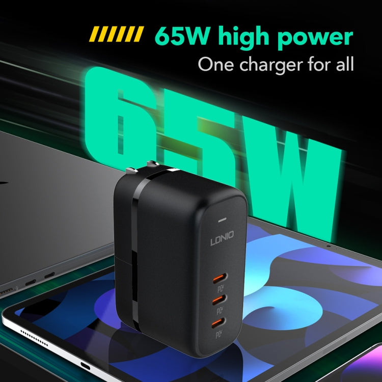 LDNIO Q367 65W GaN 3 x USB-C / Type-C Interface Charger with 1m USB-C / Type-C to USB-C / Type-C ...