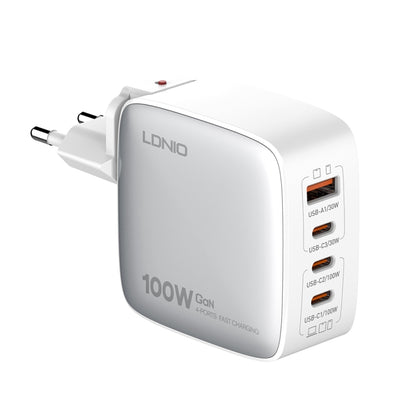 LDNIO Q408 100W GaN USB+3 USB-C / Type-C Interface Charger with 1m 100W USB-C / Type-C to USB-C /...