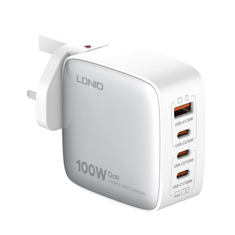 LDNIO Q408 100W GaN USB+3 USB-C / Type-C Interface Charger with 1m 100W USB-C / Type-C to USB-C /...